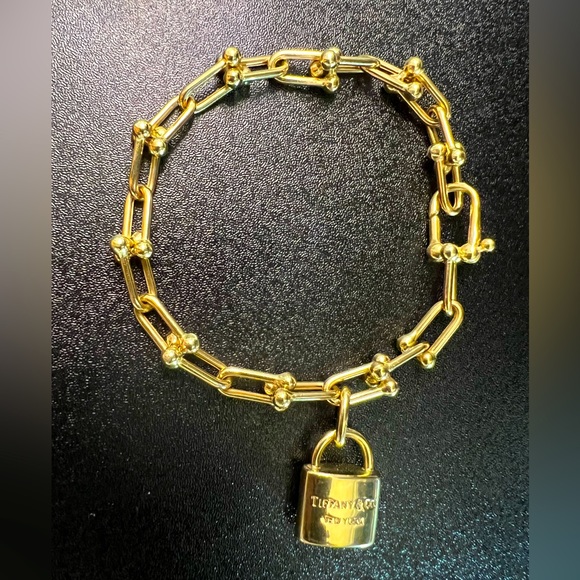 Jewelry - ‼️Sale‼️Real 18K Dubai Gold Link Personalized Charm Bracelet